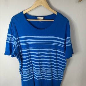 Diesel Royal Blue Short Sleeve Tee with Striped Pattern